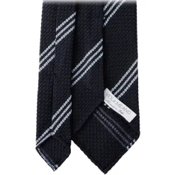 Viola Milano - Multi Stripe 3-Fold Grenadine Tie - Navy/Sea- Handmade in Italy - Luxury Exclusive Collection - Avvenice