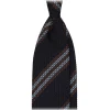 Viola Milano - Multi Stripe 3-Fold Grenadine Tie - Navy/Brown Mix - Handmade in Italy - Luxury Exclusive Collection - Avvenice