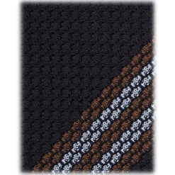 Viola Milano - Multi Stripe 3-Fold Grenadine Tie - Navy/Brown Mix - Handmade in Italy - Luxury Exclusive Collection - Avvenice