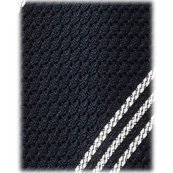 Viola Milano - Multi Stripe 3-Fold Grenadine Tie - Navy/White - Handmade in Italy - Luxury Exclusive Collection - Avvenice