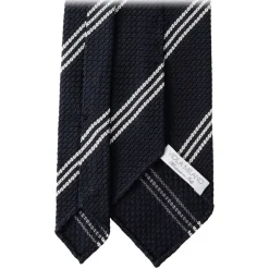 Viola Milano - Multi Stripe 3-Fold Grenadine Tie - Navy/White - Handmade in Italy - Luxury Exclusive Collection - Avvenice