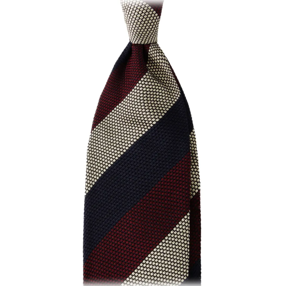 Viola Milano - Multi Stripe 3-Fold Grenadine Tie - Navy Mix - Handmade in Italy - Luxury Exclusive Collection - Avvenice