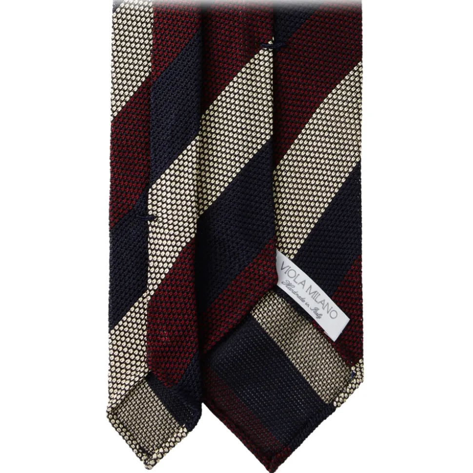 Viola Milano - Multi Stripe 3-Fold Grenadine Tie - Navy Mix - Handmade in Italy - Luxury Exclusive Collection - Avvenice