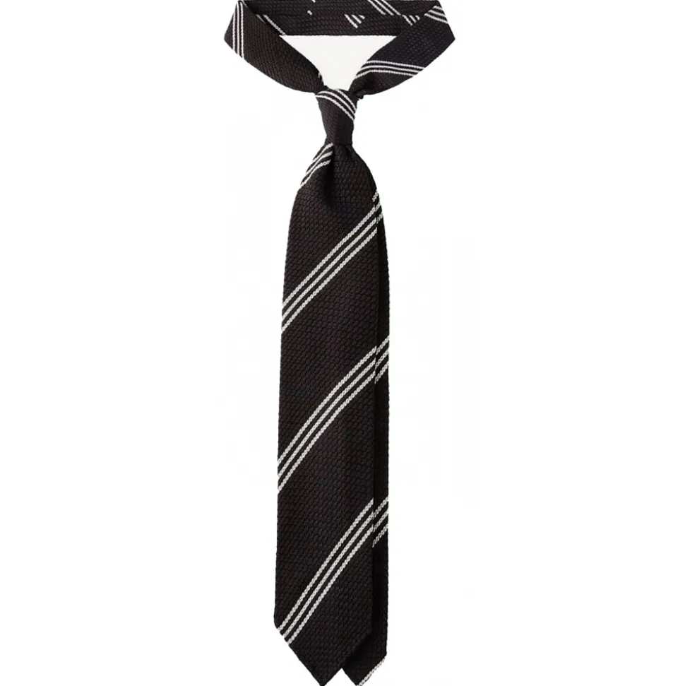 Viola Milano - Multi Stripe 3-Fold Grenadine Tie - Brown/White - Handmade in Italy - Luxury Exclusive Collection - Avvenice