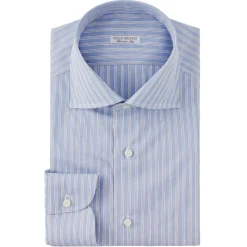 Viola Milano - Multi Striped Slim-fit Cutaway-Collar Shirt - Light Blue Mix - Handmade in Italy - Luxury Exclusive Collection - Avvenice