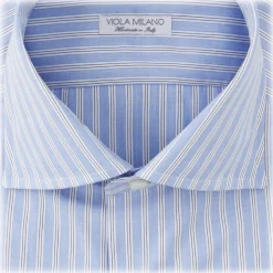 Viola Milano - Multi Striped Slim-fit Cutaway-Collar Shirt - Light Blue Mix - Handmade in Italy - Luxury Exclusive Collection - Avvenice