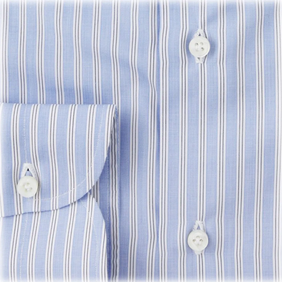 Viola Milano - Multi Striped Slim-fit Cutaway-Collar Shirt - Light Blue Mix - Handmade in Italy - Luxury Exclusive Collection - Avvenice