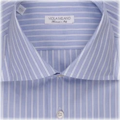 Viola Milano - Multi Stripe Shirt - Light Blue Mix - Handmade in Italy - Luxury Exclusive Collection - Avvenice