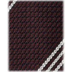 Viola Milano - Multi Stripe 3-Fold Grenadine Tie - Burgundy/White - Handmade in Italy - Luxury Exclusive Collection - Avvenice