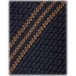 Viola Milano - Multi Stripe 3-Fold Grenadine Tie - Navy/Brown - Handmade in Italy - Luxury Exclusive Collection - Avvenice