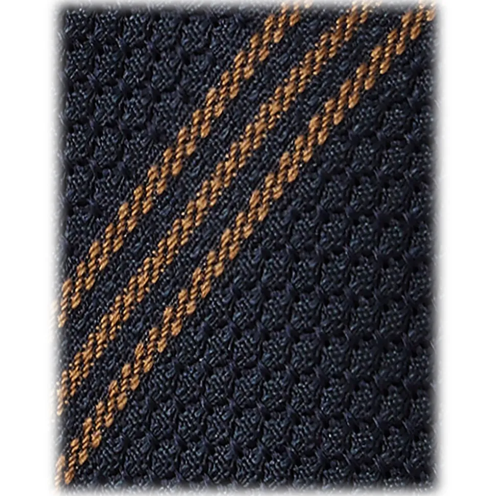 Viola Milano - Multi Stripe 3-Fold Grenadine Tie - Navy/Brown - Handmade in Italy - Luxury Exclusive Collection - Avvenice