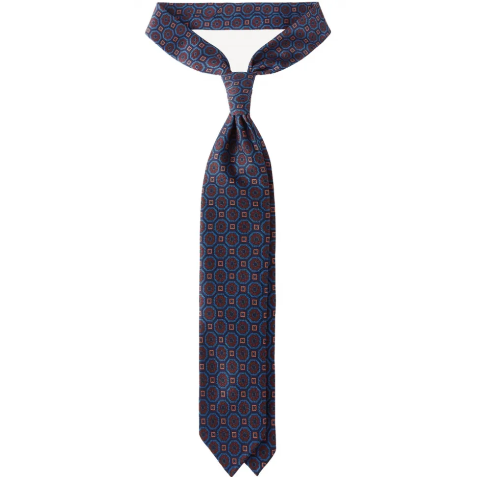 Viola Milano - Mystic Floral Selftipped Italian Silk Tie - Navy Mix - Handmade in Italy - Luxury Exclusive Collection - Avvenice