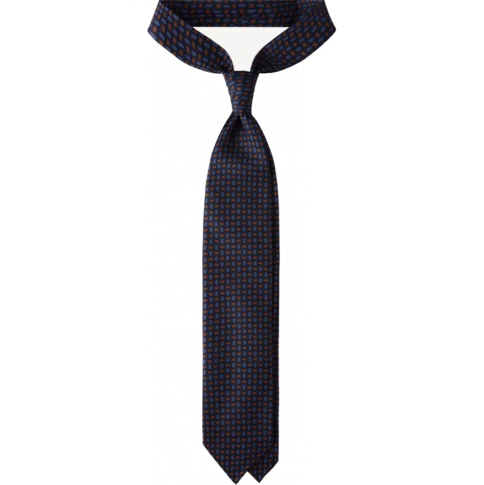 Viola Milano - Mystix Floral Selftipped Italian Silk Tie - Navy - Handmade in Italy - Luxury Exclusive Collection - Avvenice