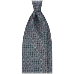 Viola Milano - Mystix Floral Selftipped Italian Silk Tie - Grey - Handmade in Italy - Luxury Exclusive Collection - Avvenice
