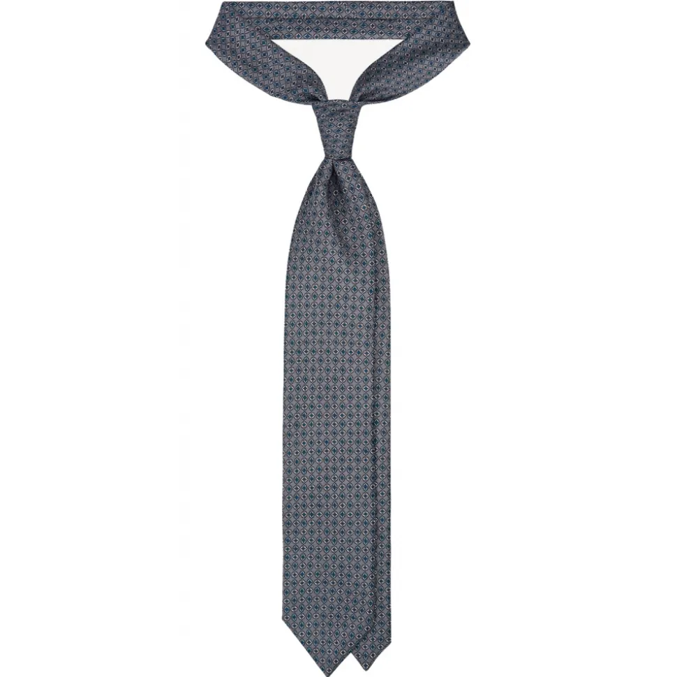 Viola Milano - Mystix Floral Selftipped Italian Silk Tie - Grey - Handmade in Italy - Luxury Exclusive Collection - Avvenice
