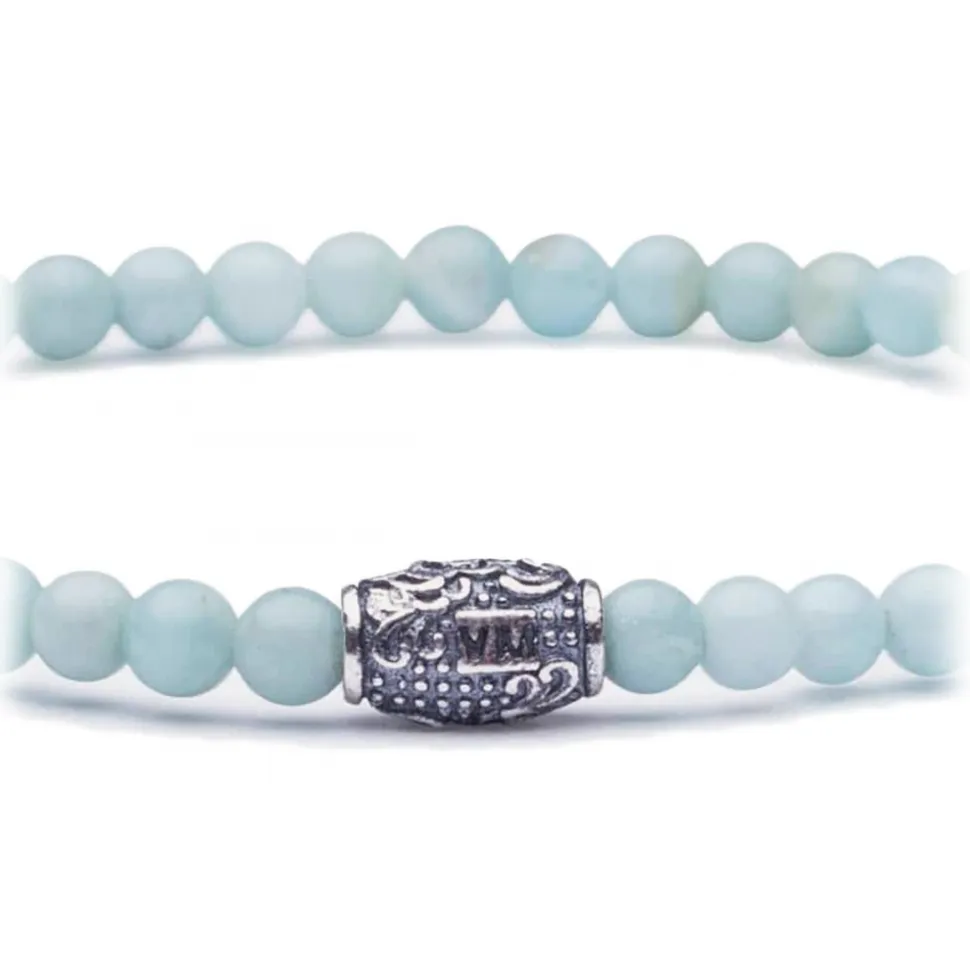 Viola Milano - Natural 4 mm Gemstone Bracelet - Amazonite - Handmade in Italy - Luxury Exclusive Collection - Avvenice