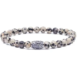 Viola Milano - Natural 6 mm Gemstone Bracelet - White Jaguar - Handmade in Italy - Luxury Exclusive Collection - Avvenice