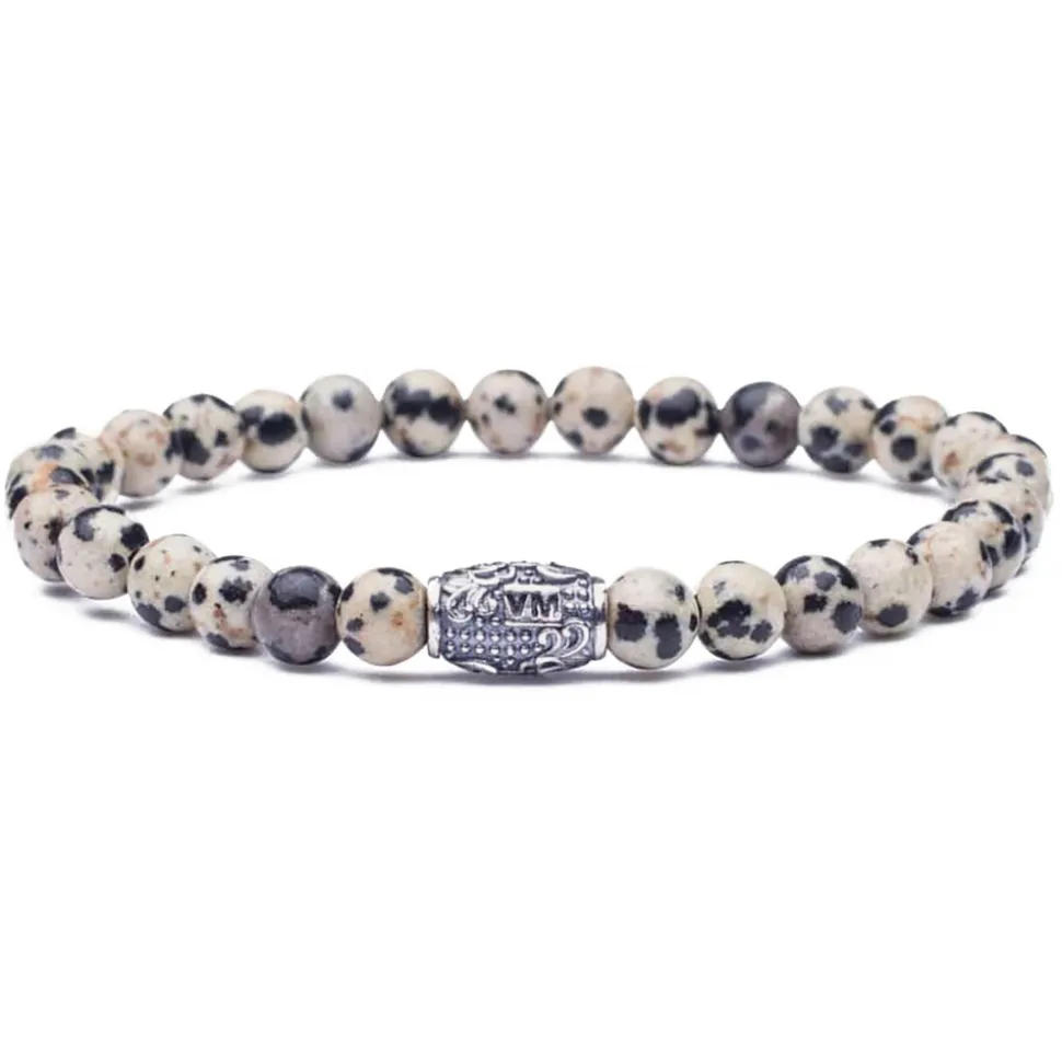 Viola Milano - Natural 6 mm Gemstone Bracelet - White Jaguar - Handmade in Italy - Luxury Exclusive Collection - Avvenice