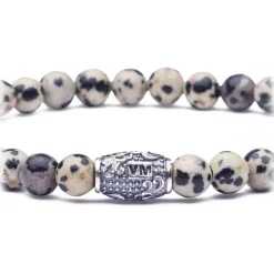 Viola Milano - Natural 6 mm Gemstone Bracelet - White Jaguar - Handmade in Italy - Luxury Exclusive Collection - Avvenice