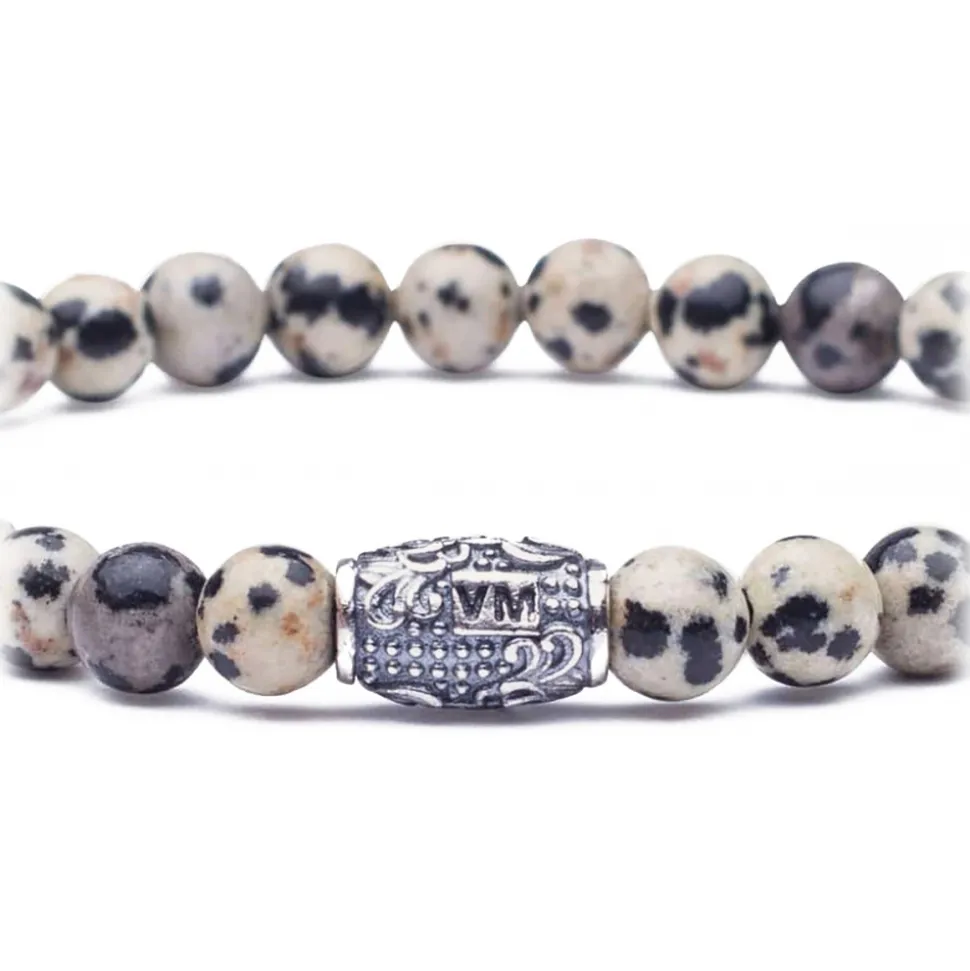 Viola Milano - Natural 6 mm Gemstone Bracelet - White Jaguar - Handmade in Italy - Luxury Exclusive Collection - Avvenice