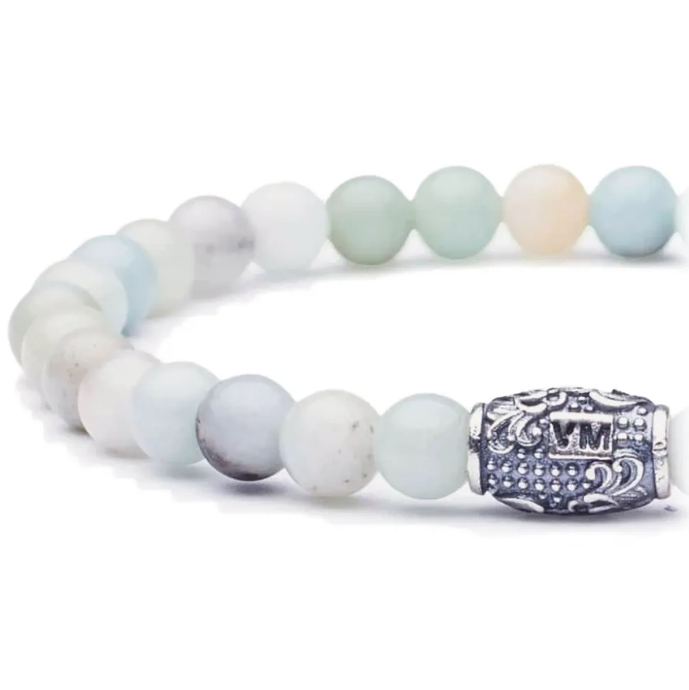 Viola Milano - Natural 6 mm Gemstone Bracelet - Amazonite - Handmade in Italy - Luxury Exclusive Collection - Avvenice