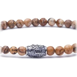 Viola Milano - Natural 4 mm Gemstone Bracelet - Fossil Wood - Handmade in Italy - Luxury Exclusive Collection - Avvenice