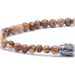 Viola Milano - Natural 4 mm Gemstone Bracelet - Fossil Wood - Handmade in Italy - Luxury Exclusive Collection - Avvenice