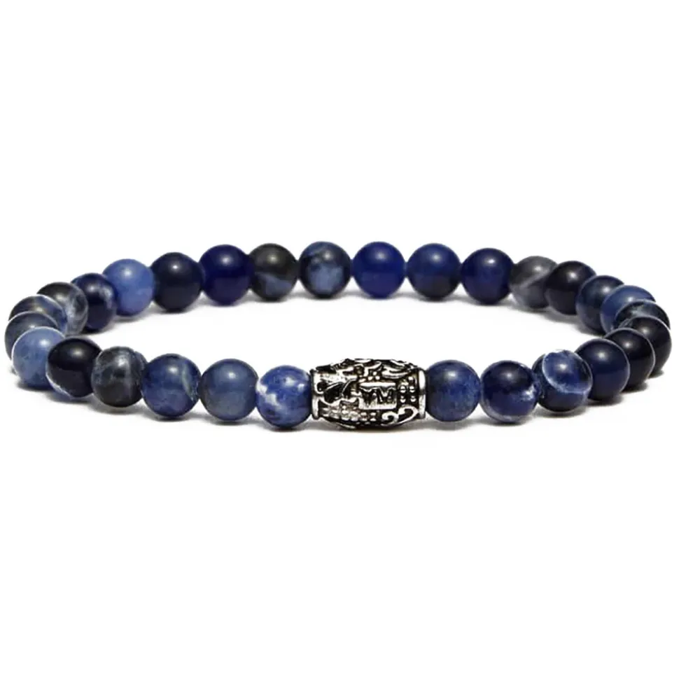 Viola Milano - Natural 6 mm Gemstone Bracelet - Blue Sky - Handmade in Italy - Luxury Exclusive Collection - Avvenice