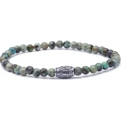 Viola Milano - Natural 4 mm Gemstone Bracelet - Green Jaguar - Handmade in Italy - Luxury Exclusive Collection - Avvenice