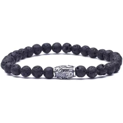 Viola Milano - Natural 6 mm Gemstone Bracelet - Black Igneous - Handmade in Italy - Luxury Exclusive Collection - Avvenice