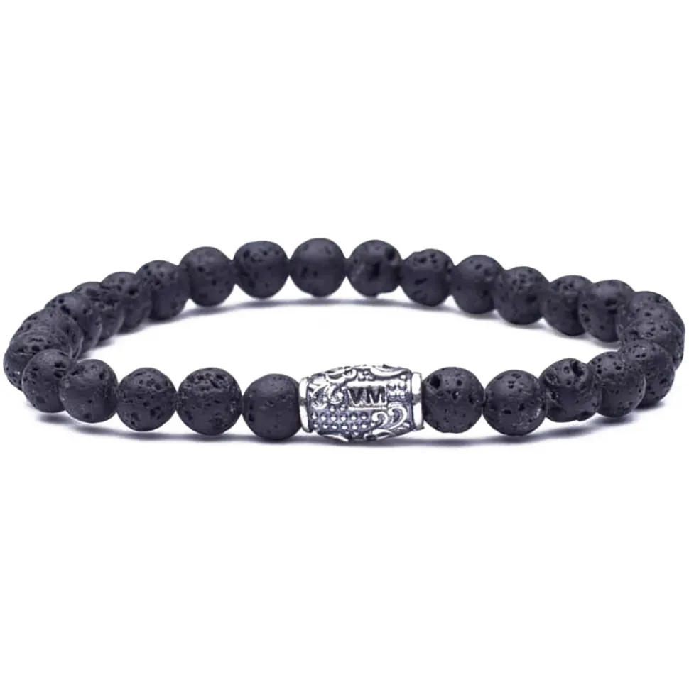 Viola Milano - Natural 6 mm Gemstone Bracelet - Black Igneous - Handmade in Italy - Luxury Exclusive Collection - Avvenice