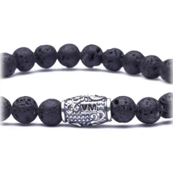 Viola Milano - Natural 6 mm Gemstone Bracelet - Black Igneous - Handmade in Italy - Luxury Exclusive Collection - Avvenice
