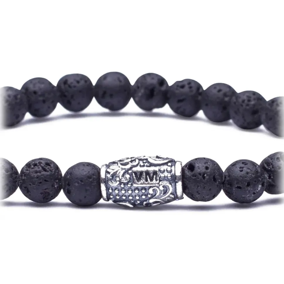 Viola Milano - Natural 6 mm Gemstone Bracelet - Black Igneous - Handmade in Italy - Luxury Exclusive Collection - Avvenice