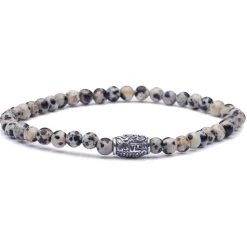 Viola Milano - Natural 4 mm Gemstone Bracelet - White Jaguar - Handmade in Italy - Luxury Exclusive Collection - Avvenice