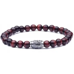 Viola Milano - Natural 6 mm Gemstone Bracelet - Red Tiger Eye - Handmade in Italy - Luxury Exclusive Collection - Avvenice
