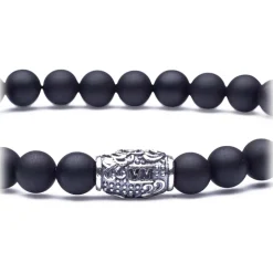 Viola Milano - Natural 6 mm Gemstone Bracelet - Matte Black - Handmade in Italy - Luxury Exclusive Collection - Avvenice