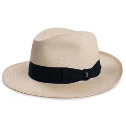 Viola Milano - Natural Panama Hat Italia with Contrasting Gross Grain - Navy - Handmade in Italy - Luxury Exclusive Collection - Avvenice