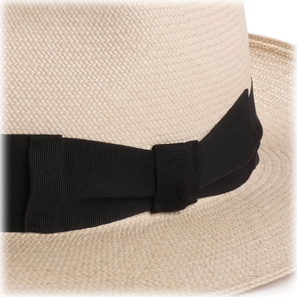 Viola Milano - Natural Panama Hat - Black - Handmade in Italy - Luxury Exclusive Collection - Avvenice