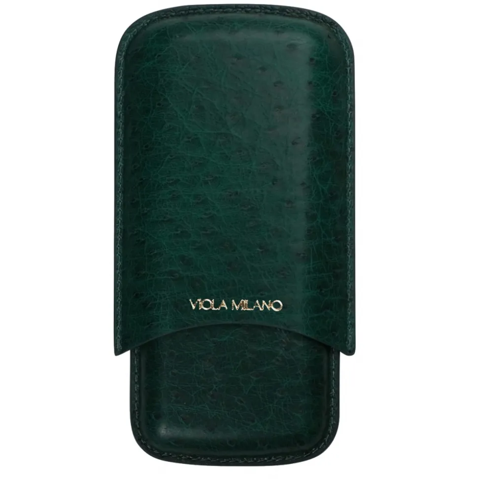 Viola Milano - Ostrich Cigar Case - Forest - Handmade in Italy - Luxury Exclusive Collection - Avvenice