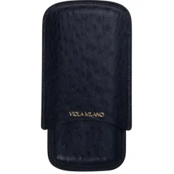 Viola Milano - Ostrich Cigar Case - Navy - Handmade in Italy - Luxury Exclusive Collection - Avvenice