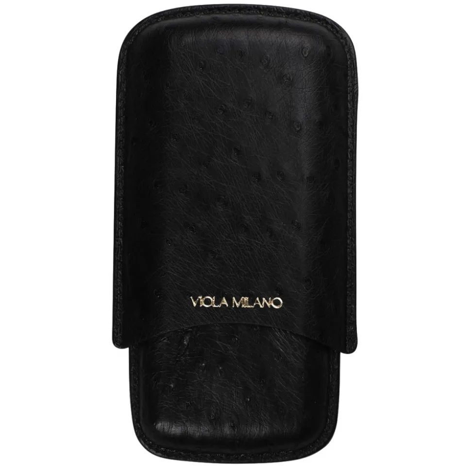 Viola Milano - Ostrich Cigar Case - Black - Handmade in Italy - Luxury Exclusive Collection - Avvenice