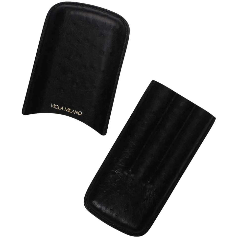 Viola Milano - Ostrich Cigar Case - Black - Handmade in Italy - Luxury Exclusive Collection - Avvenice
