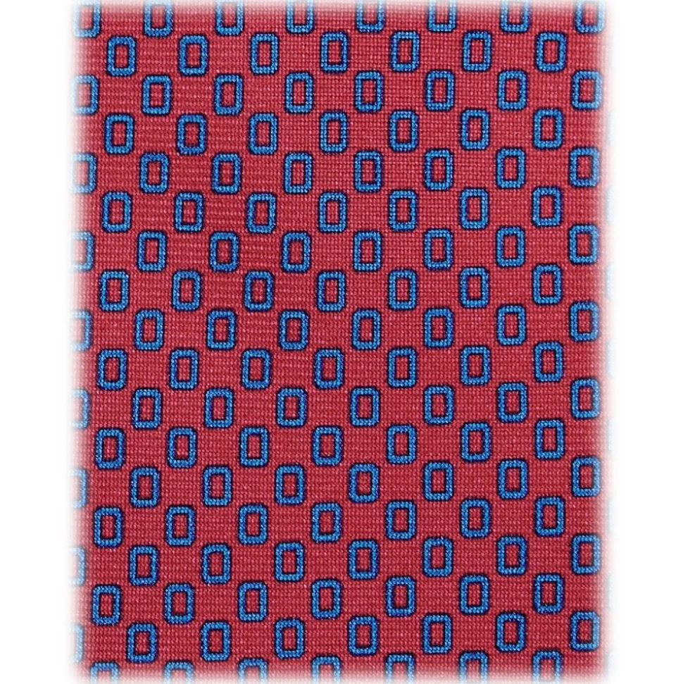 Viola Milano - Oval Pattern Selftipped Silk Tie - Red - Handmade in Italy - Luxury Exclusive Collection - Avvenice