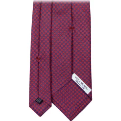 Viola Milano - Oval Pattern Selftipped Silk Tie - Red - Handmade in Italy - Luxury Exclusive Collection - Avvenice