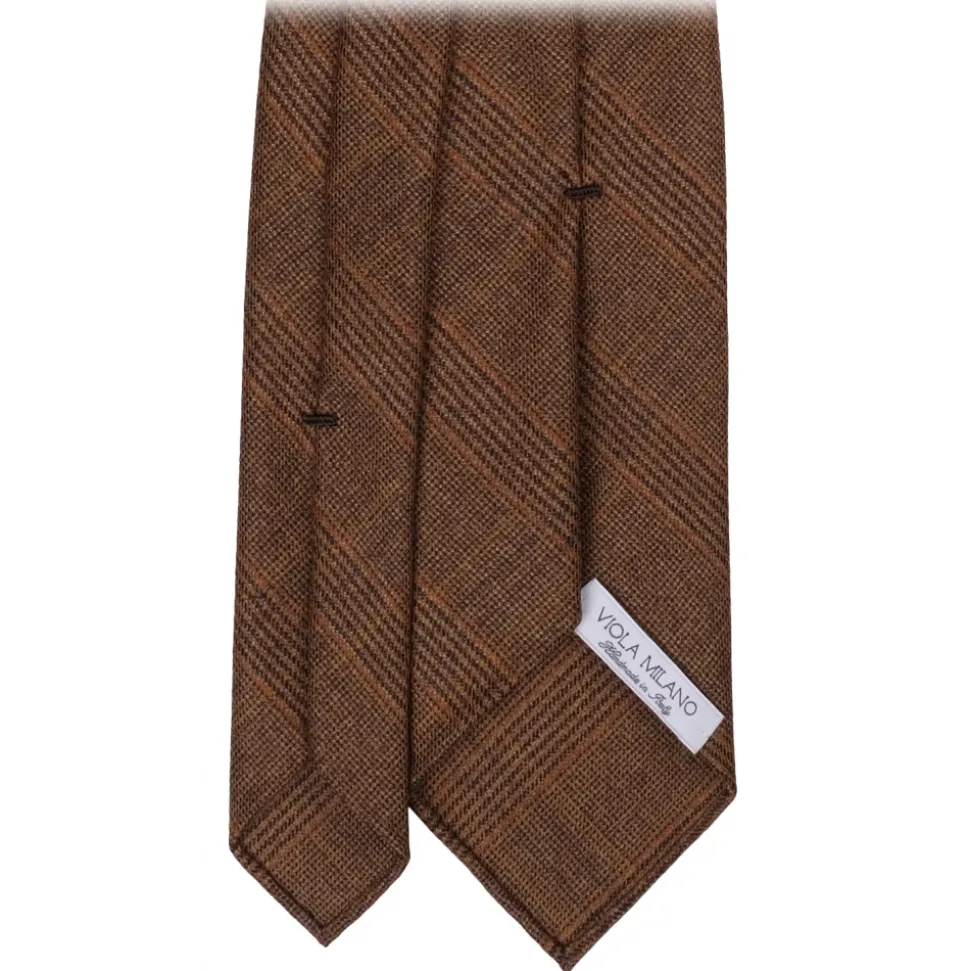 Viola Milano - Over Check Amp Vintage 100% Lana Tie - Brown Mix - Handmade in Italy - Luxury Exclusive Collection - Avvenice
