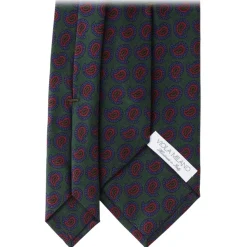 Viola Milano - Paisley Pattern Selftipped Italian Silk Tie - Forest - Handmade in Italy - Luxury Exclusive Collection - Avvenice