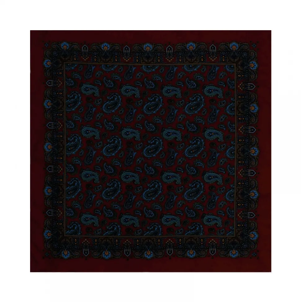 Viola Milano - Paisley Pattern Silk Pocket Square - Burgundy Mix - Handmade in Italy - Luxury Exclusive Collection - Avvenice