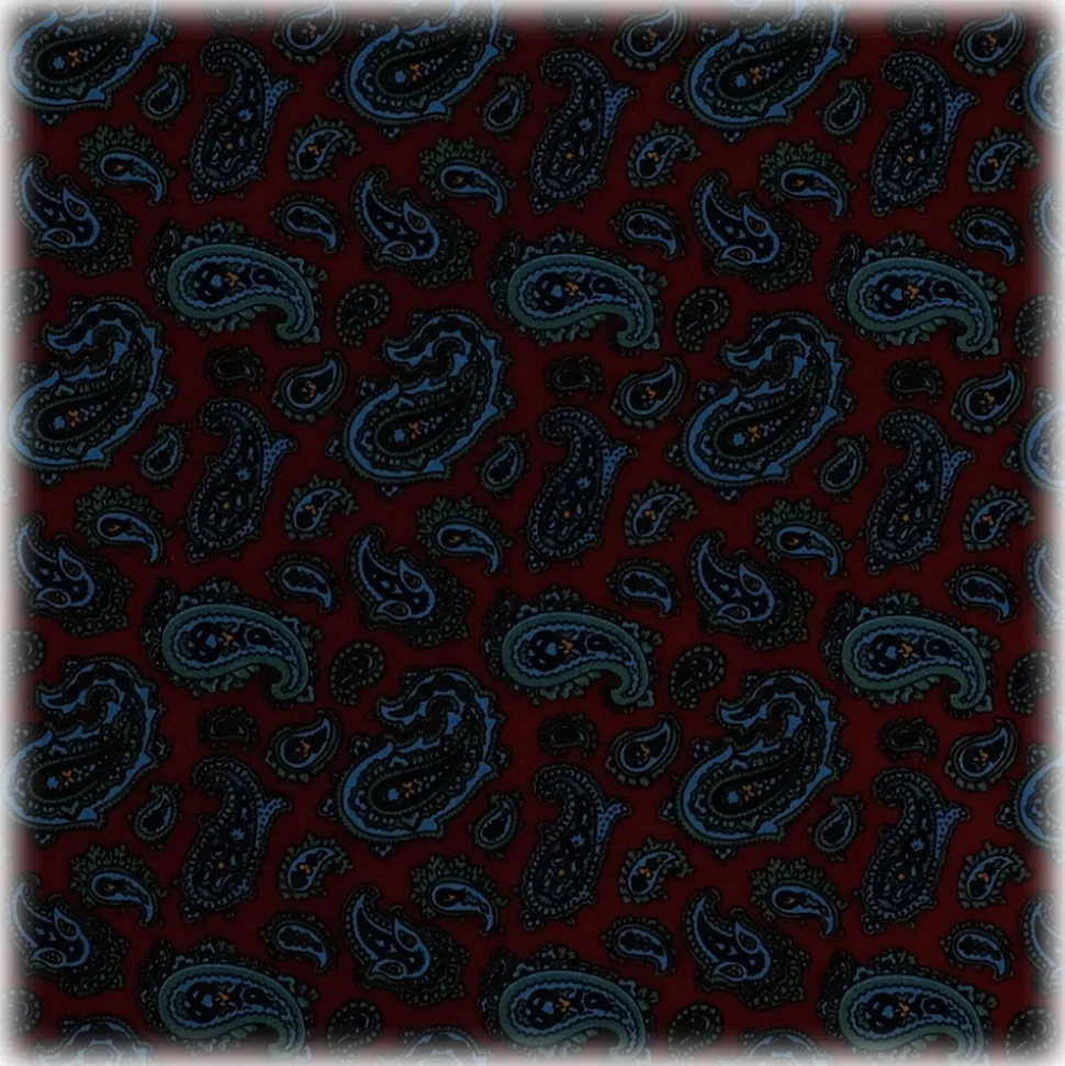 Viola Milano - Paisley Pattern Silk Pocket Square - Burgundy Mix - Handmade in Italy - Luxury Exclusive Collection - Avvenice