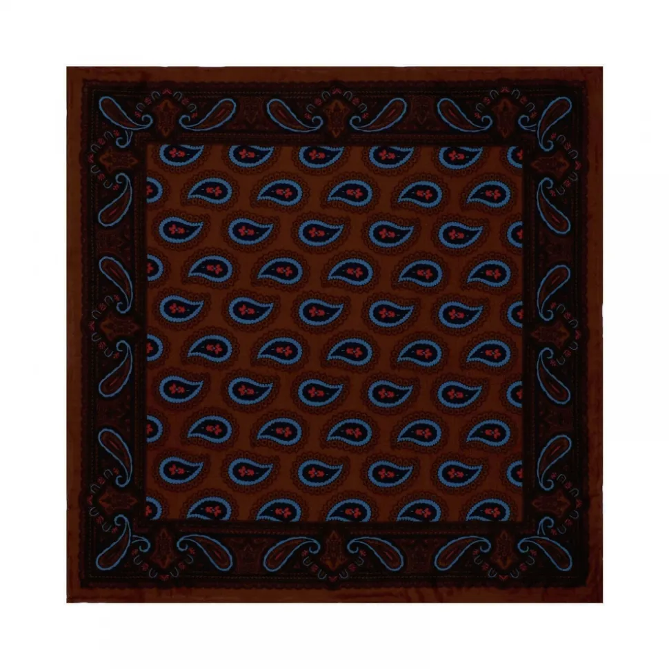 Viola Milano - Paisley Pattern Silk Pocket Square - Brown Mix - Handmade in Italy - Luxury Exclusive Collection - Avvenice