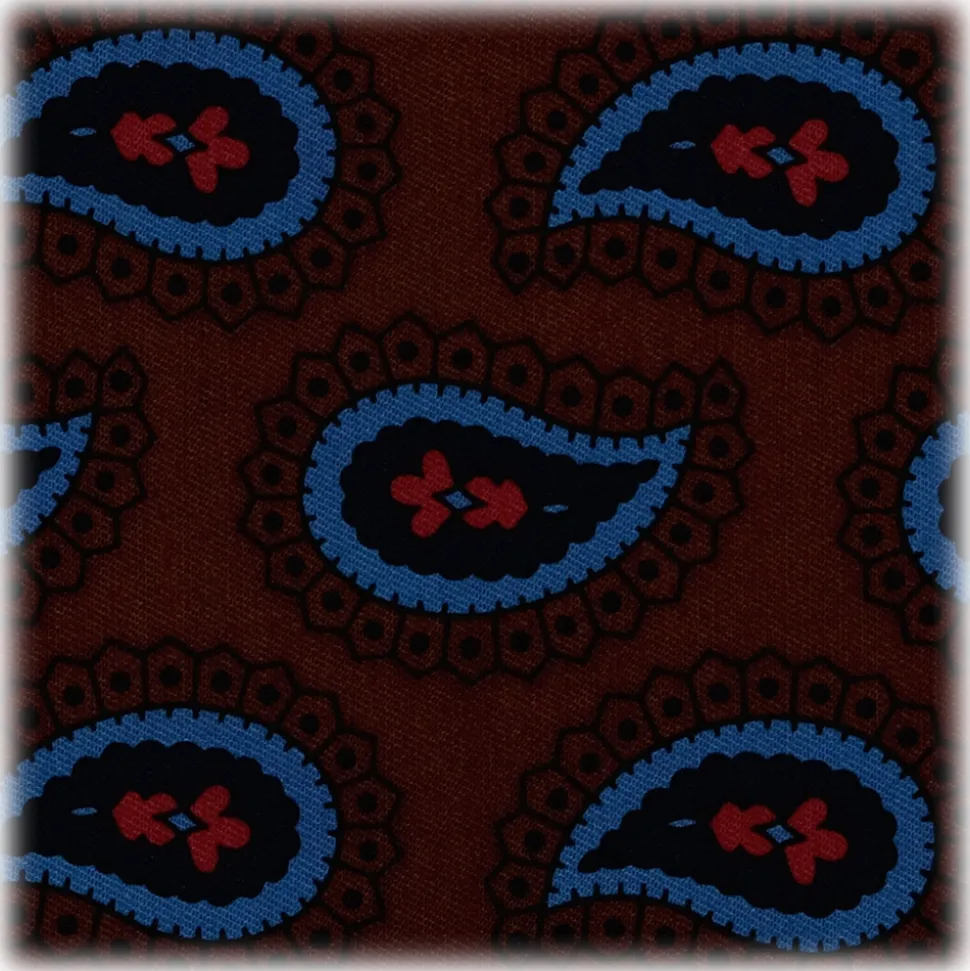 Viola Milano - Paisley Pattern Silk Pocket Square - Brown Mix - Handmade in Italy - Luxury Exclusive Collection - Avvenice